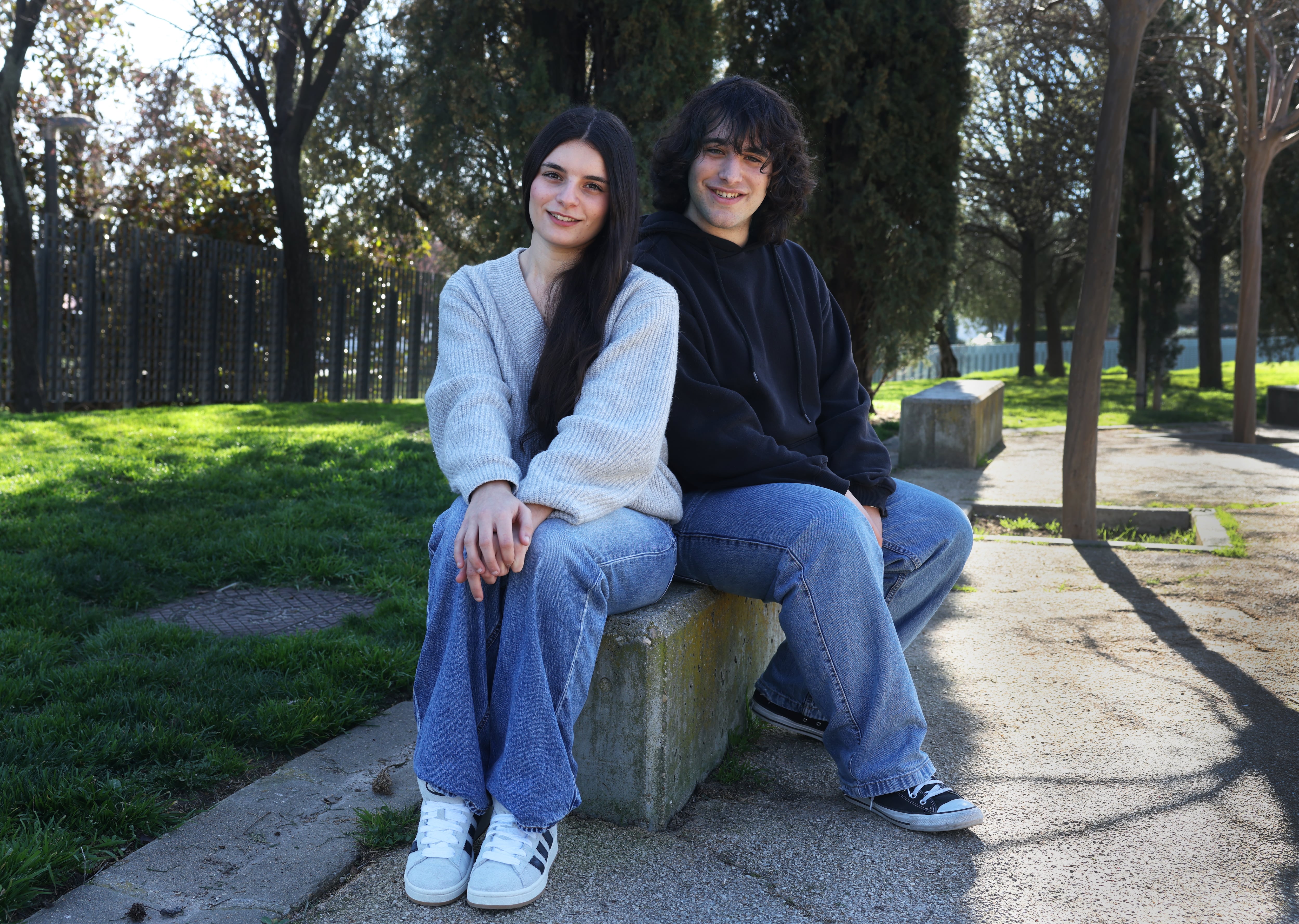 Paula Haro y Víctor Gómez en el Parque Juan Carlos I en Madrid, el 26 de febrero. 