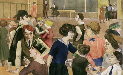 La obra 'Damenkneipe' (Club de mujeres), del artista alemán Rudolf Schlichter, c. 1925.