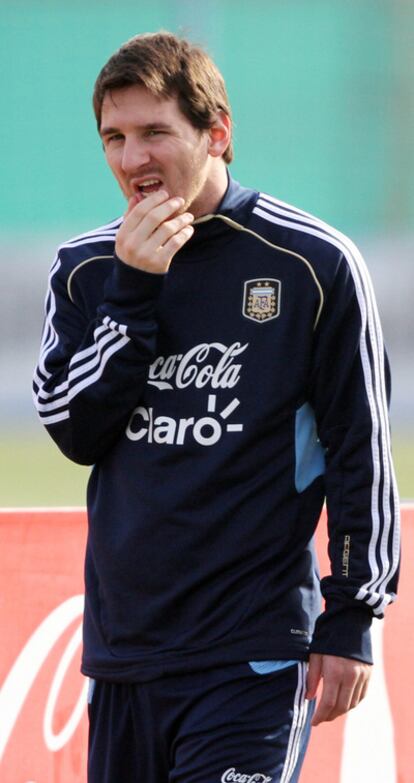 Messi, durante un entrenamiento con Argentina.