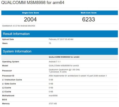 Snapdragon 835 Geekbench