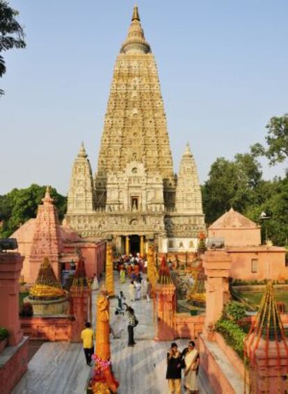 El templo de Mahabodhi, en Bodhgaya, donde, según la leyenda, el príncipe Sidharta meditó hasta alcanzar la iluminación.