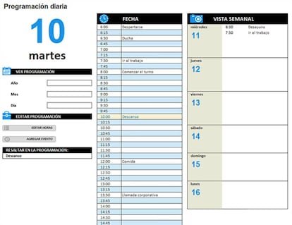 Programación de tareas diarias.