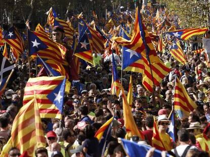 Esteladas en la manifestación de la Diada el 11 de septiembre de 2017 en Barcelona