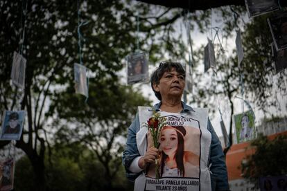 María del Carmen Volante, madre de Guadalupe Pamela Gallardo, desaparecida a la edad de 23 años, el 4 de noviembre de 2017 en la alcaldía Tlalpan, en Ciudad de México. 
