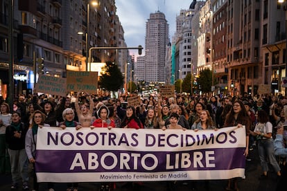 Manifestación feminista a favor del aborto libre, en septiembre en Madrid.