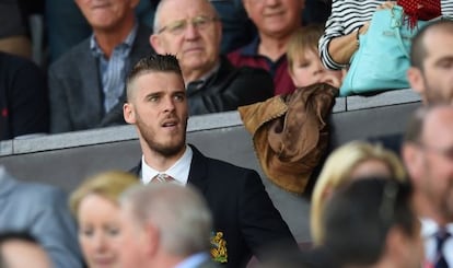 De Gea, en el palco de Old Trafford.