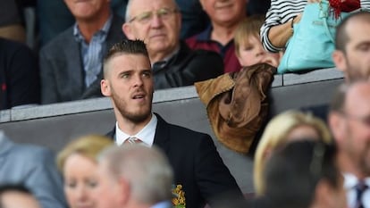 De Gea, en el palco de Old Trafford.