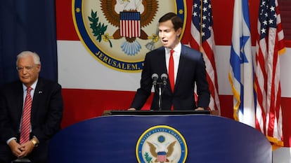 Jared Kushner en la Embajada de EE UU en Jerusalén.