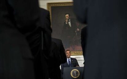 El presidente Obama durante un acto este lunes en la Casa Blanca. 