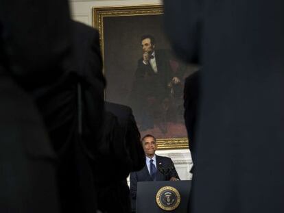 El presidente Obama durante un acto este lunes en la Casa Blanca.