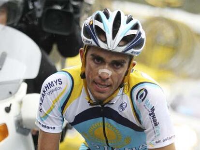 Alberto Contador, en pleno esfuerzo.