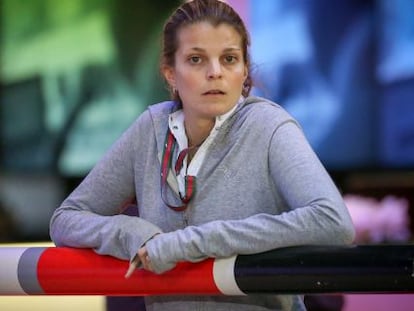 Athina Onassis, em uma competição hípica.