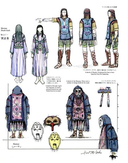 Diseño de personajes del videojuego 'Shadow of the colossus'. 