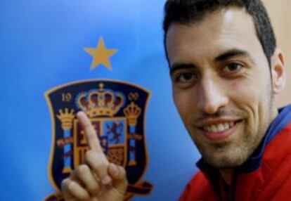 Busquets, en la concentración.
