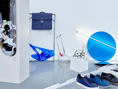 1. Monopatín con estampado de Dan Witz, de Dior Homme.
2. Portafolios en cuero taurillon clemence con asa pequeña y cierre metálico
de Hermès.
3. Zapatilla de piel blanca con suela ancha de Louis Vuitton.
4. Gafas con montura metálica y negra
de acetato de Web.
5. Gafas con montura en forma redonda
de acetato negro de Moncler.
6. Gafas en pasta negra con montura cuadrada de Diesel.
7. Zapatos de cuero azulado con cordones
y suela blanca de Salvatore Ferragamo.
8. Zapatilla ligera en tonos azules con suela de foam con memoria de Skechers.
9. Zapato de cuero negro con piel de poni, cordones y suela de metal de Emporio Armani.
10. Carpeta portafolios en piel azul con cremallera de Montblanc.