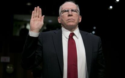 John Brennan, nominado para dirigir la Agencia Central de Inteligencia (CIA), al comienzo de su comparecencia ante el Senado. 