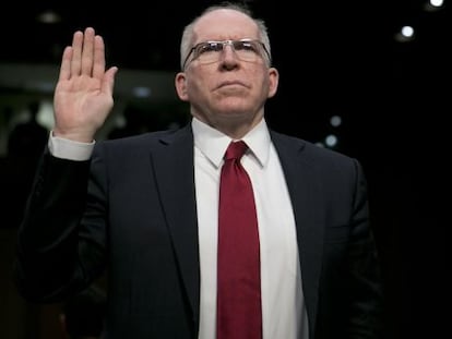 John Brennan, nominado para dirigir la Agencia Central de Inteligencia (CIA), al comienzo de su comparecencia ante el Senado. 
