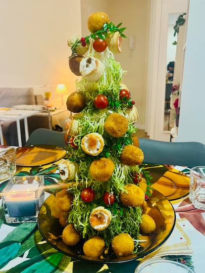 Árbol croquetas volovanes Navidad Viejuna Comidista