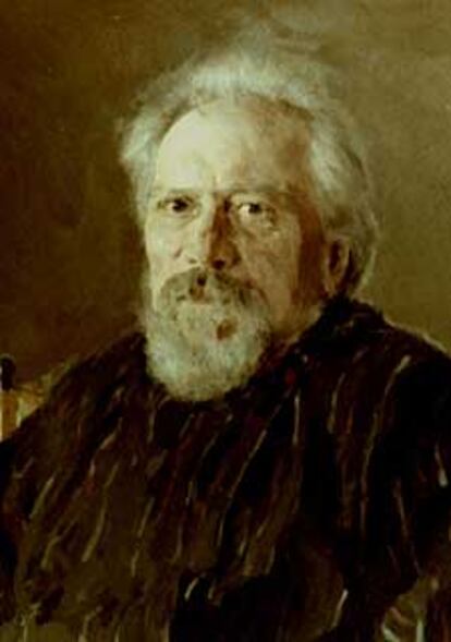 Nikolái S. Leskov (1831-1895) pintado por Valentin Serov en 1894,