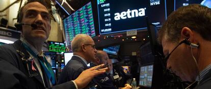 Traders de la Bolsa de Nueva York.