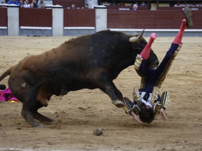 Castella, en el segundo de su lote, que primero le cogió y luego le permitió salir por la puerta Grande.