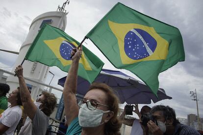 Manifestação a favor de Bolsonaro em Copacabana, no último domingo.