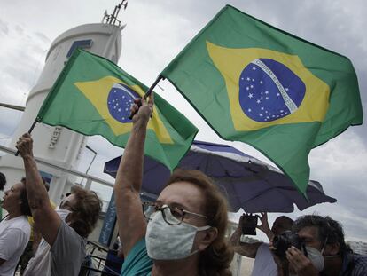 Manifestação a favor de Bolsonaro em Copacabana, no último domingo.