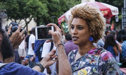 Marielle Franco na Cinelândia em janeiro deste ano.