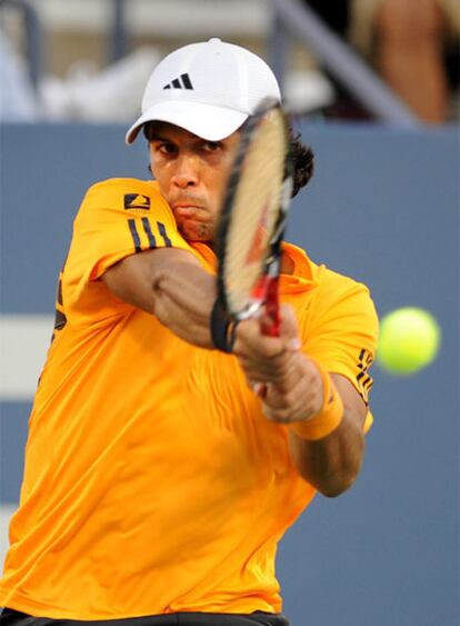 El tenista español Fernando Verdasco, durante el partido contra el alemán Haas.