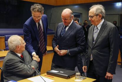 El ministro de Finanzas alemán, Wolfgang Schäuble, este lunes en su última reunión del Eurogrupo. EFE/JULIEN WARNAND