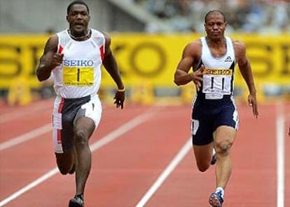 Justin Gatlin y Maurice Greene, en la final de 100 metros en la reunión de Yokohama.