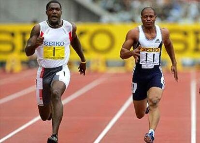 Justin Gatlin y Maurice Greene, en la final de 100 metros en la reunión de Yokohama.