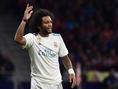 Marcelo, durante o jogo do Real Madrid contra o Atlético