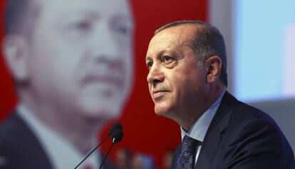El presidente turco Recep Tayyip Erdogan durante un acto en Istanbul este domingo.