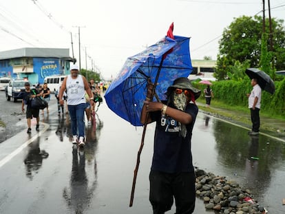 Una protesta por el despido de trabajadores de Chiquita Panamá, en Changuinola, Panamá, el 25 de mayo de 2025.