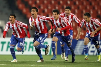 Los jugadores de Paraguay celebran el pase a la final de la Copa América.