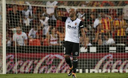 Zaza celebra su gol a Las Palmas.