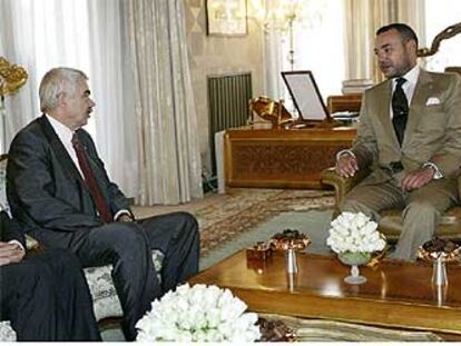 Pasqual Maragall, durante su entrevista con el rey de Marruecos, Mohamed VI.