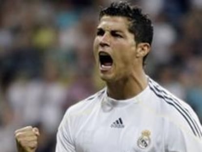 El jugador portugués celebra un gol en un partido de pretemporada del Real Madrid.