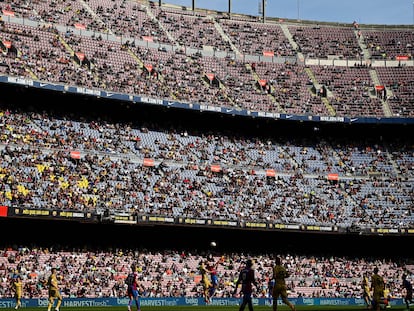 Vista general del Camp Nou durante el partido de Liga entre el Barcelona y el Levante el pasado 26 de septiembre.