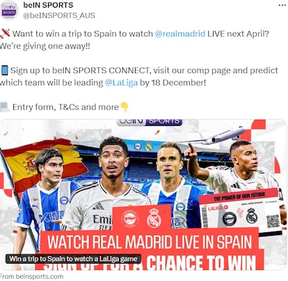 Uno de los contenidos publicados por el operador beINSPORTS AUS.