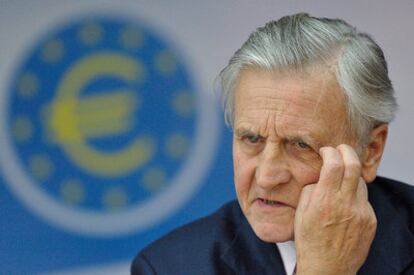 El presidente del Banco Central Europeo, Jean-Claude Trichet, en la rueda de prensa celebrada en Fráncfort.