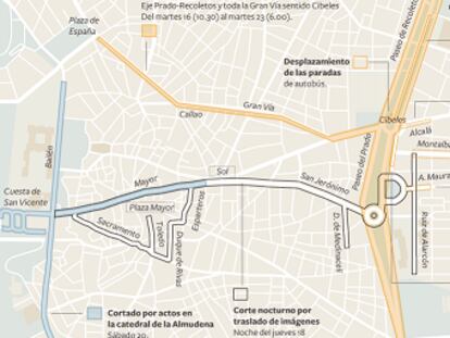 Durante una semana, dos de las principales arterias de la capital permanecerán completamente cerradas al tráfico.