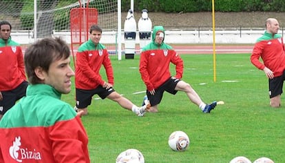 Los jugadores del Athletic en el entrenamiento.