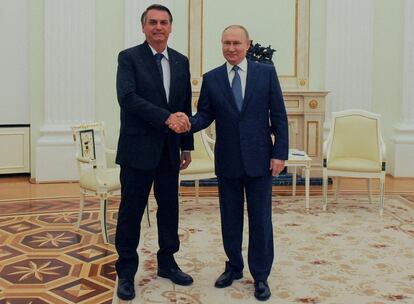Presidente de Brasil Jair Bolsonaro y presidente de Rusia Vladimir Putin
