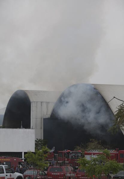 Prédio do Memorial da América Latina que foi atingido por um incêndio.