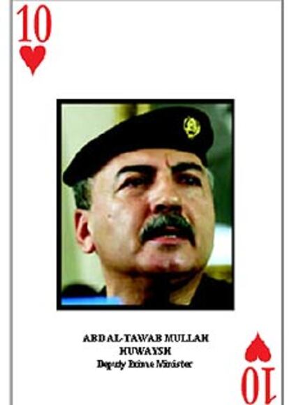 Abd al Tawab Mullah Huwaysh, director de la Oficina de Industrialización Militar, con el 10 de corazones.