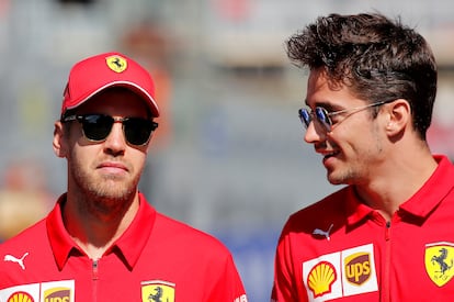 Vettel y Leclerc durante el GP de Rusia, en septiembre de 2019.