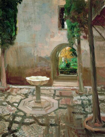 Patio de Doña Juana, Alhambra, Granada, 1909  Óleo sobre lienzo, 106 x 82 cm  Colección particular  BPS 2165