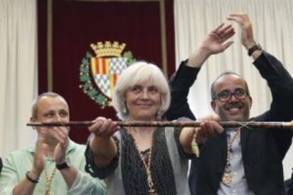 Dolors Sabater, tras ser investida alcaldesa.